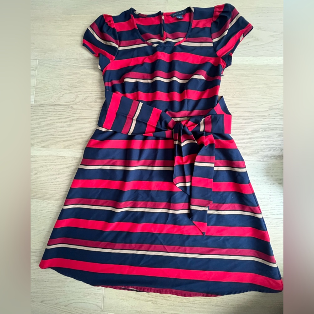 SOLD Tommy Hilfiger Navy, Red & Beige Striped Dress